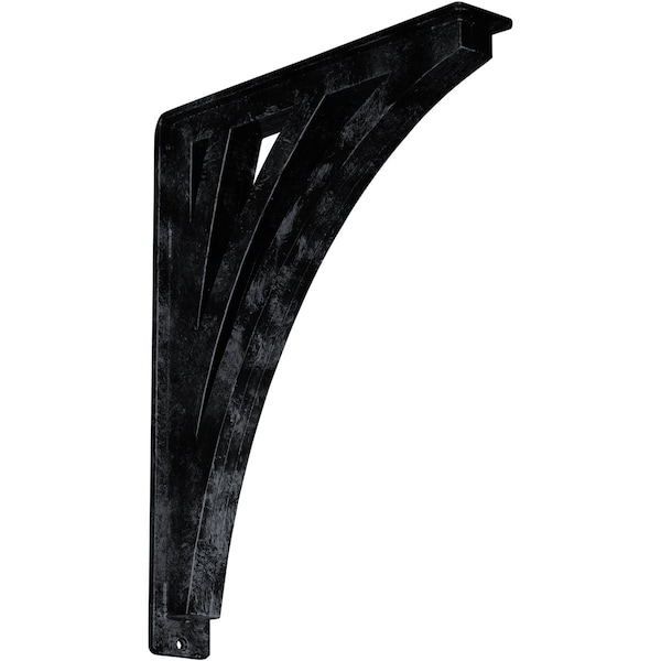 Ekena Millwork Nevio Wrought Iron Bracket, (Triple center brace), Antiqued Pewter 2"W x 12"D x 15"H BKTM02X12X15TNEAPW - main